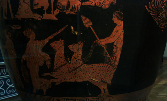 Dionysos in einem Pantherwagen / Grabvase aus Ceglie del Campo