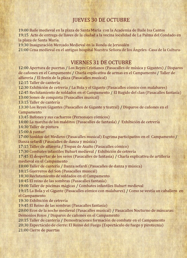 Programa de la Real Feria de Niebla