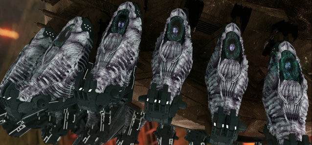 People are zapped up into alien pods