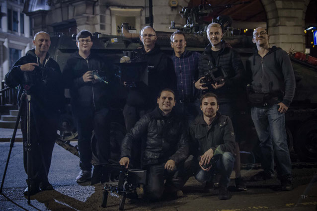 The camera guys from Left to right: Tony Welsh, Robert Shaw, Ian Dangerfield, Simon Cox, Ben Thompson, Devon Rosenblatt, Dan Abrams and Lloyd Ernest. Sadly, DOP Gordon Hickie managed to miss being in this shot.