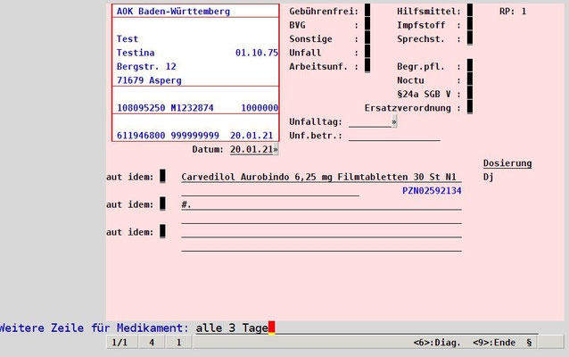 Tipp der Woche EVA Tipps Praxissoftware Praxisverwaltung abasoft Rezept freitext eine Zeile in Rezept Formular hinzufügen Wie füge ich eine Freitext Zeile in einem Rezept ein