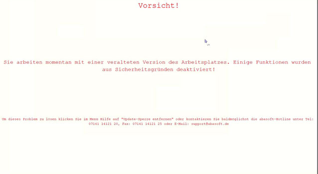 Tipp der Woche EVA Tipps Praxissoftware Praxisverwaltung abasoft Update sperre veraltete Version von Eva Arbeitsplatz Sie arbeiten momentan mit einer veralteten Version des Arbeitsplatzes EVA funktioniert nicht Was tun?