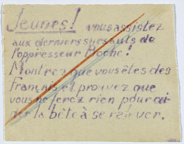 Appell an die bretonische Jugend, sich der Résistance anzuschließen,  im Original zu sehen im Musée de Bretagne in Rennes.