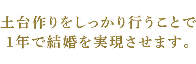 土台作りをしっかり行うことで1年で結婚を実現させます。