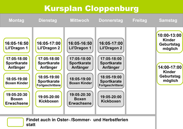 Kursplan Cloppenburg - bleib aktuell in deinem Training