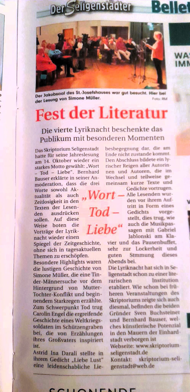 S.A.M. Wolf Skriptorium Seligenstadt Simone A. Müller Lyriknacht 2023