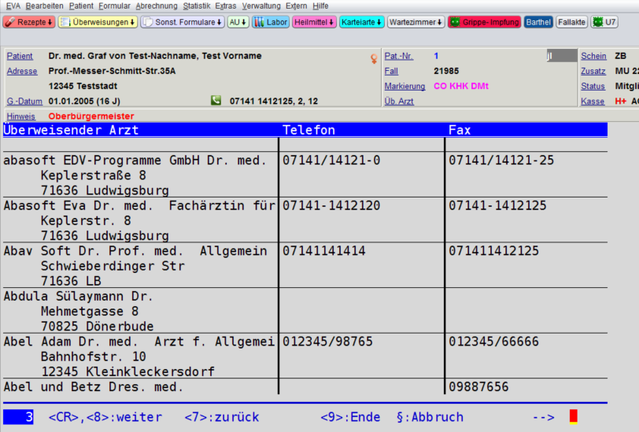 Arztsuche Überweisender Arzt Praxissoftware Telefonnummern Workflow Praxisablauf
