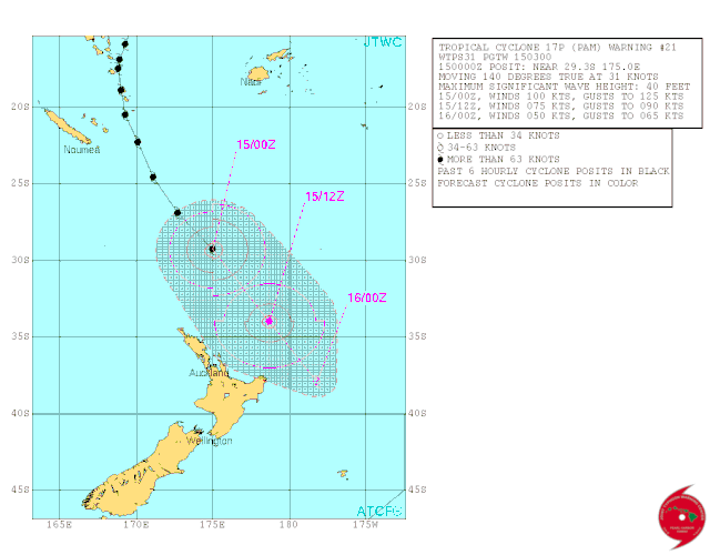 Forecast track of Tropical Cyclone Pam, from http://www.met.gov.fj/