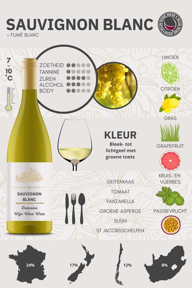 Wat is Sauvignon Blanc? Wijnguide + Infographic Wijn Wine Wein