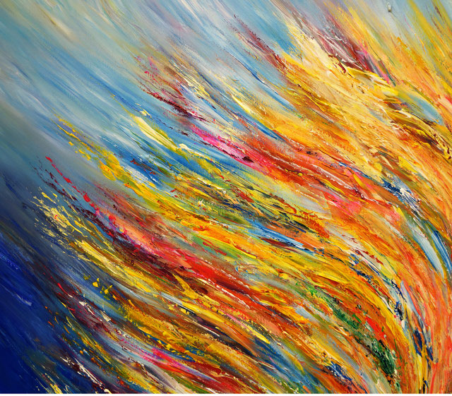 Yellow And Blue Artwork large abstract painting art for sale