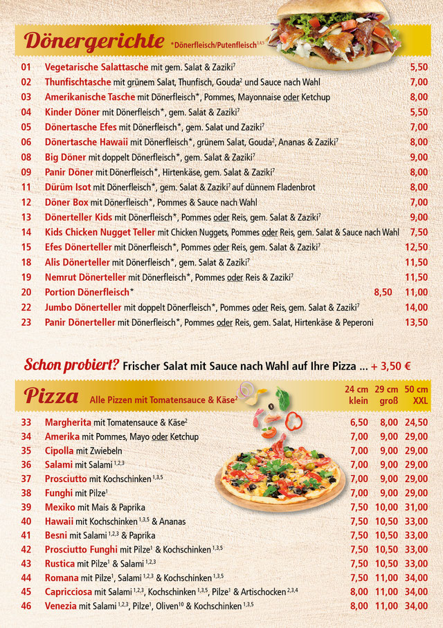 Speisekarte - Efes Schnellrestaurant Bad Fredeburg