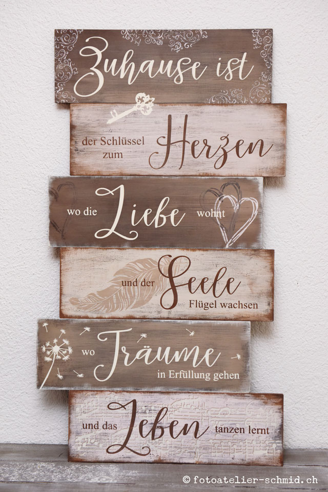 Neues grosses spruchSchild "Zuhause ist..." foto atelier schmid