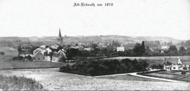 Erkrath um 1870. Postkartenmotiv. Urheber unbekannt (Rechte erloschen). Quelle: Wikipedia