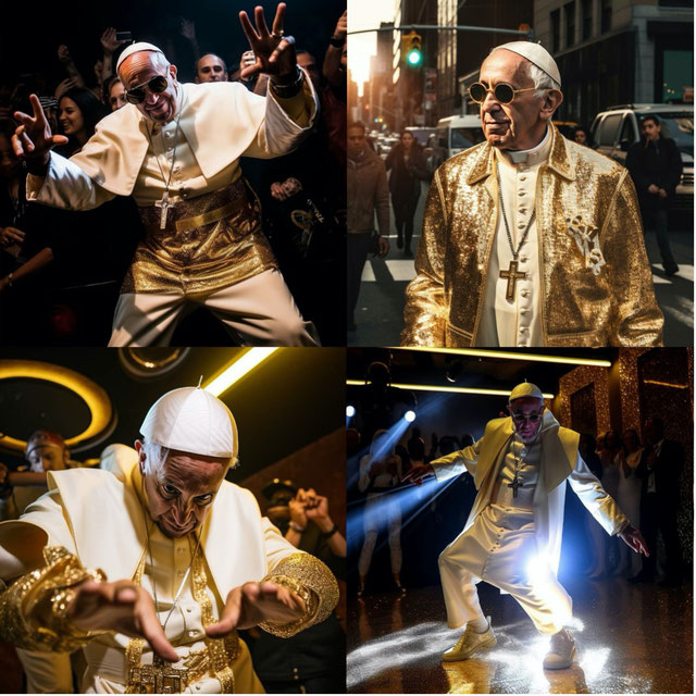 Abbildung 3: Nur vier von dutzenden Bildmotiven der Meme-Serie „The Pope Casually Rocking the Club“
