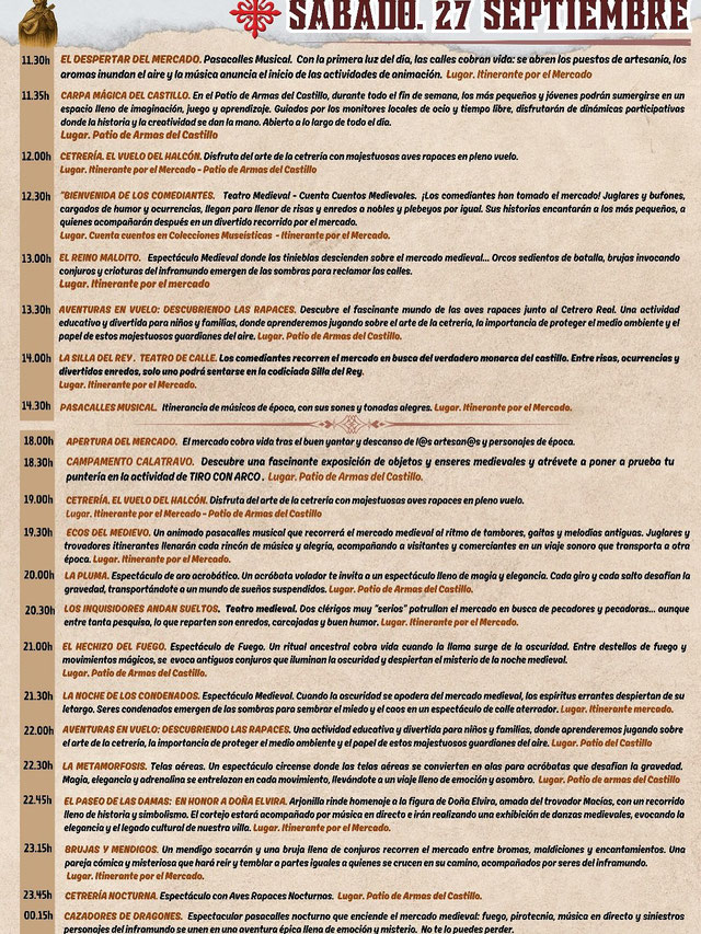Programa de la Feria Medieval de Arjonilla