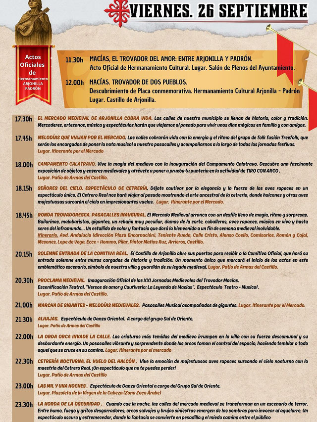Programa de la Feria Medieval de Arjonilla