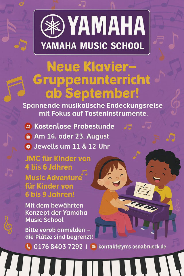 September: Klavier-Gruppenunterricht für Kinder in Osnabück Musikschule