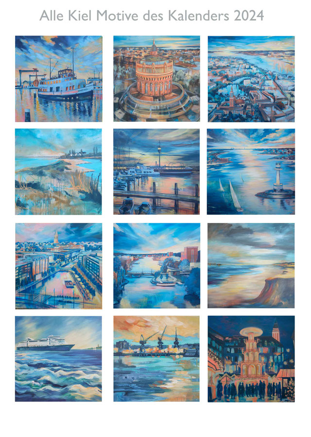 Kiel Kalender DIN A3 - Acrylbilder von Küste, Natur und Meer