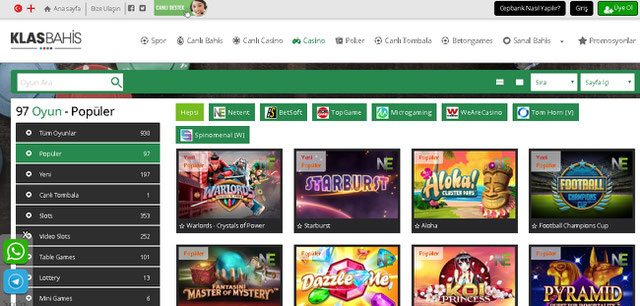 Klasbahis Casino Sayfası Görüntüsü