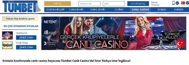 Tümbet canlı casino