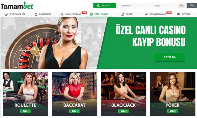 Tamambet Canlı Casino Sayfası Görüntüsü