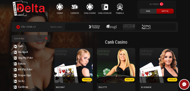 Casino Delta Canlı Casino Sayfası Görüntüsü