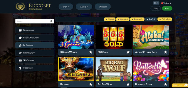 Riccobet casino sayfası