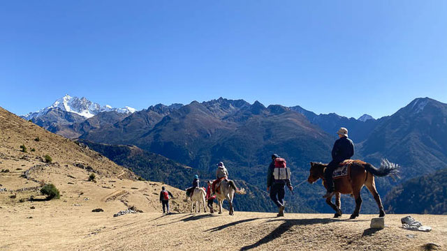 Thomas Zwahlen plus Familie auf dem Weg Richtung Masagang in Bhutan