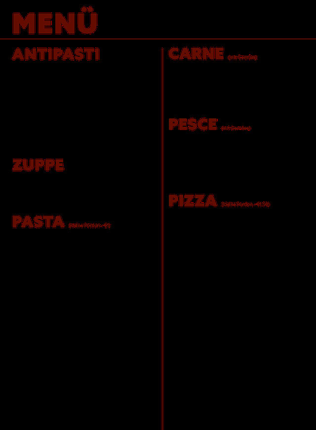 Speisekarte PizzeriaTrattoria Rustica Thalheim