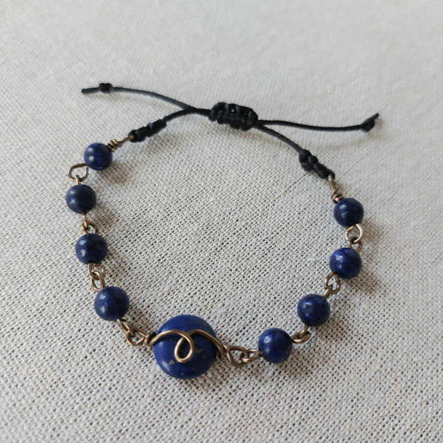 Bracelet réglable lapis lazuli fait main l' Arche de Jessica