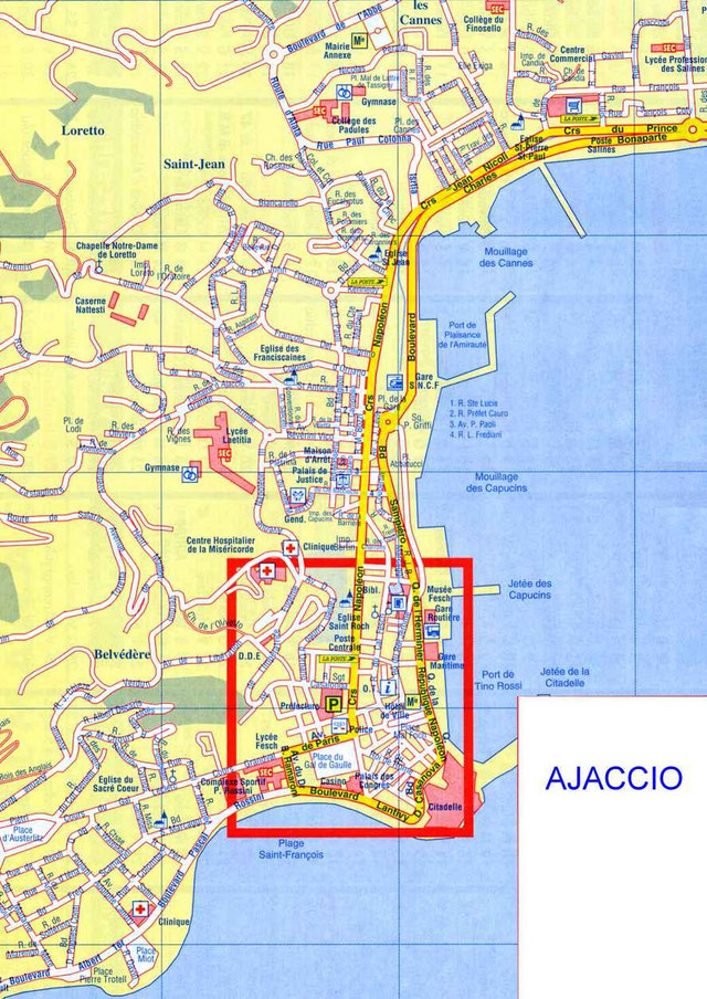 Plan d'Ajaccio - Corse ile de beaute