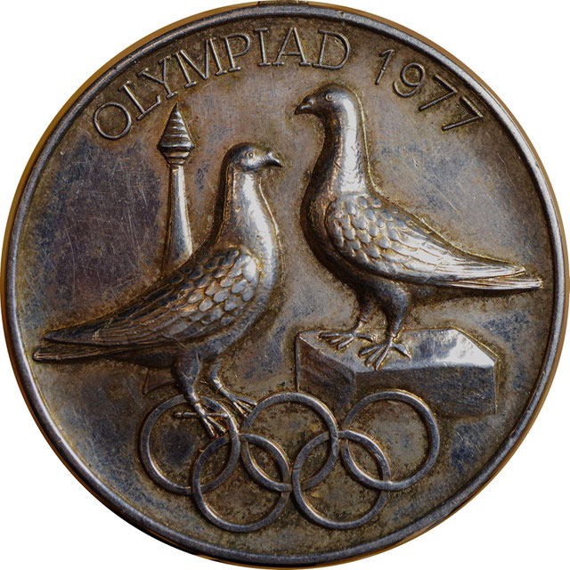 Medaille, Brieftauben Olympiade, 1977, Amsterdam, Verband Deutscher Brieftaubenzüchter, Brieftauben Historie, Brieftauben Geschichte