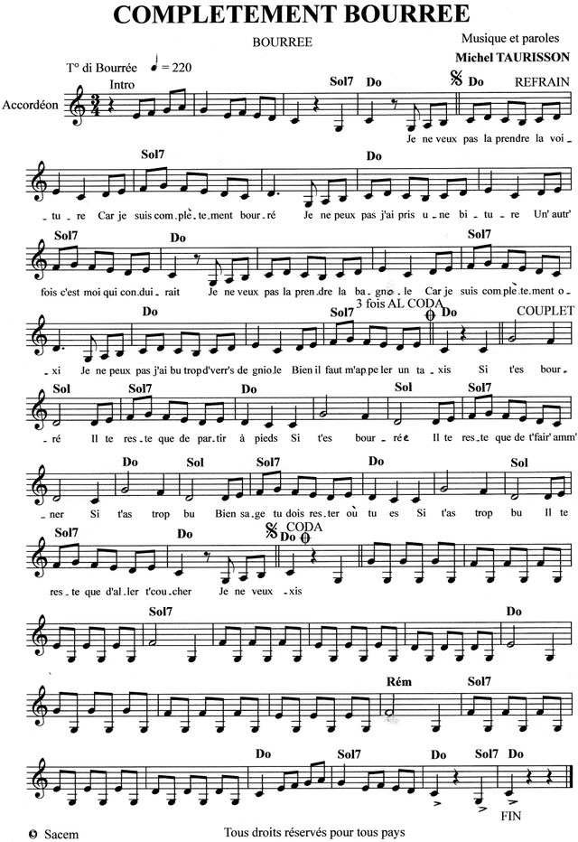 LA Partitions gratuites,Michel TAURISSON,Accordéon