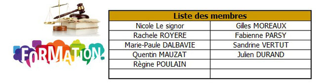 Membre commission social juridique formation