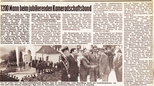 1978: 80 Jahre Kameradschaftsbund Kopfing