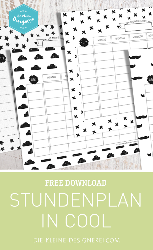 Gleich 4 unterschiedliche Stundenpläne in unbunt zum free download