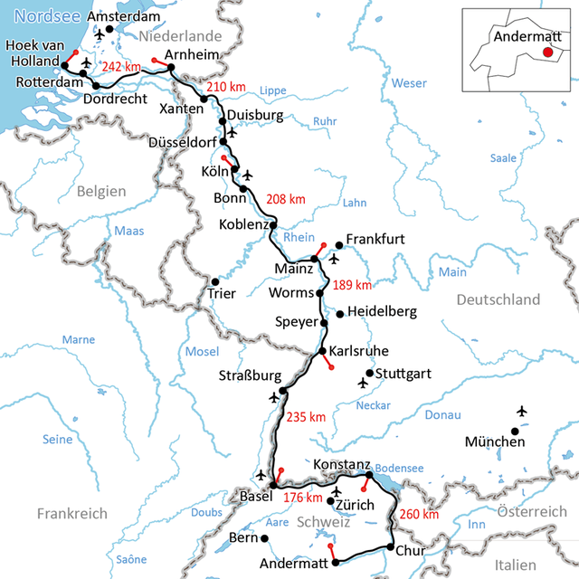 Rhein-Radweg - eine ca. 1200 km lange Strecke für Sportbegeisterte