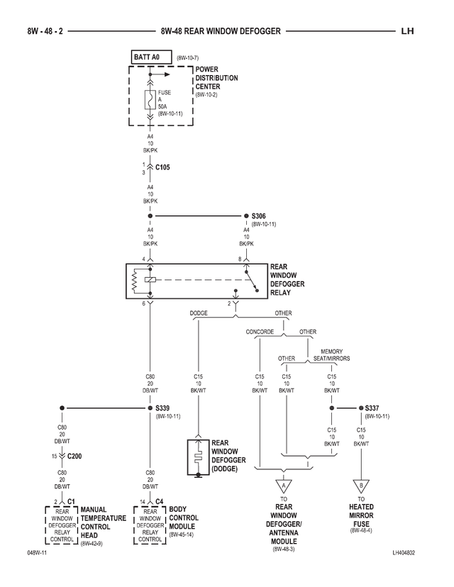 CHRYSLER 300M, Concorde, Interpid, LHS Wiring Diagrams - Car Electrical