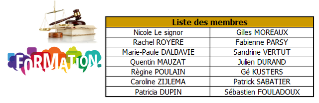 Membre commission social juridique formation