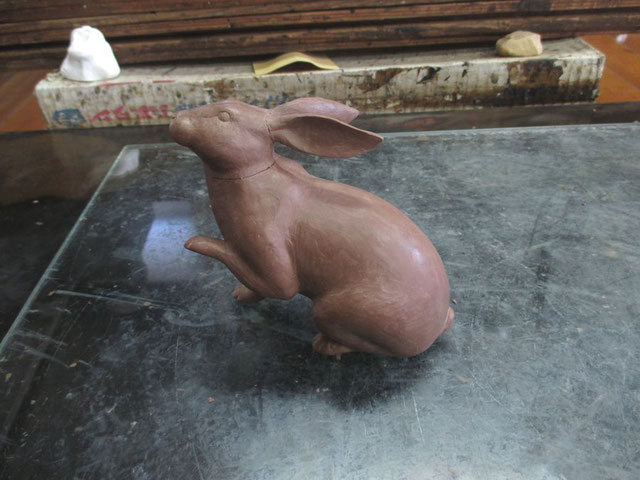 ウサギの乾漆製作