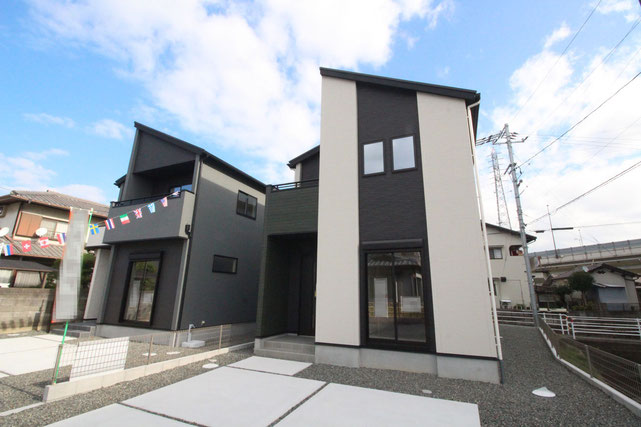 岡山市北区一宮の新築 一戸建て 分譲住宅の外観写真