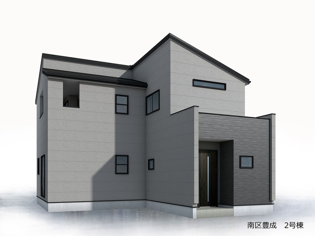 岡山市南区豊成の新築 一戸建て 分譲住宅の外観写真