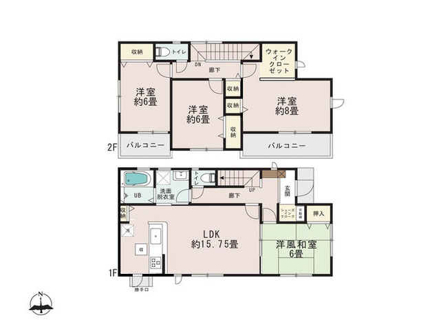 岡山市北区撫川の新築 一戸建て分譲住宅の間取り図