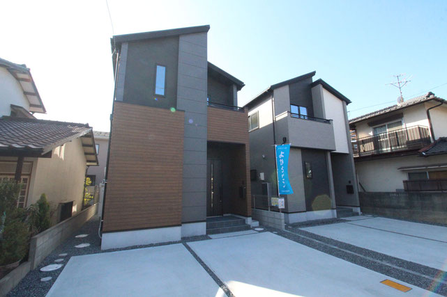 岡山市南区万倍の新築 一戸建て 分譲住宅の外観写真