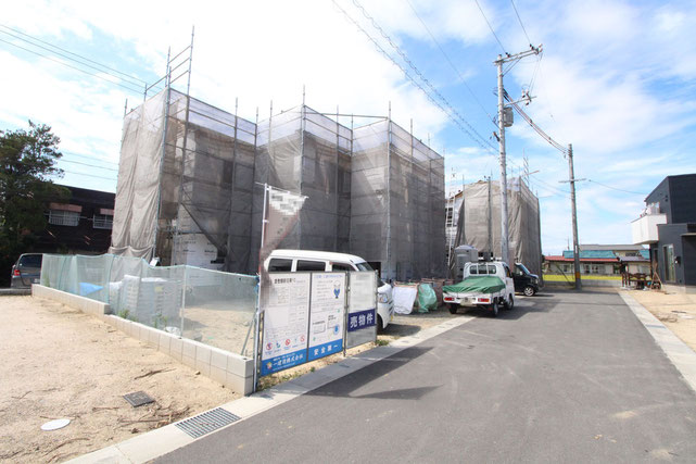 岡山県倉敷市連島町鶴新田の新築 一戸建て 分譲住宅の外観写真