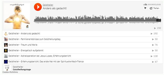 Soundcloud Geistheiler Jesus Lopez, Erfahrungsberichte zu den Geistheilungstagen, Testimonials Geistheilung