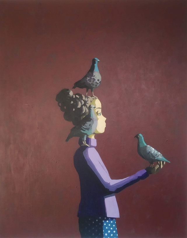 pigeons - Acryl auf Leinwand, 100x80cm, 2019
