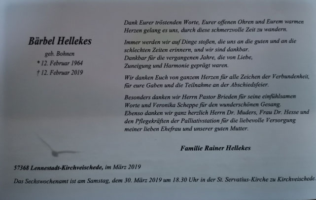 Danke euch Allen für eure große Anteilnahme