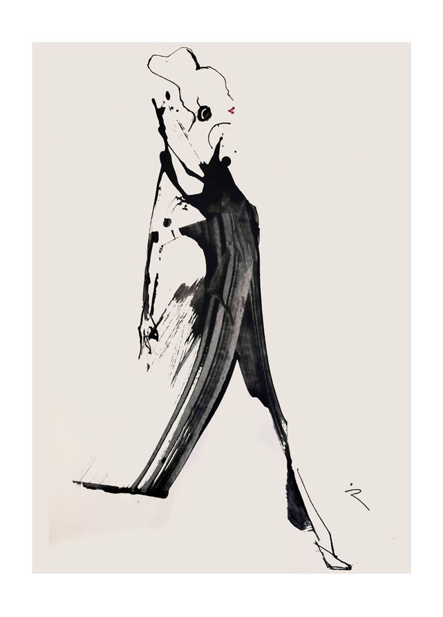 Die reduzierte Modeillustration  - in Schwarz und Pinktönen