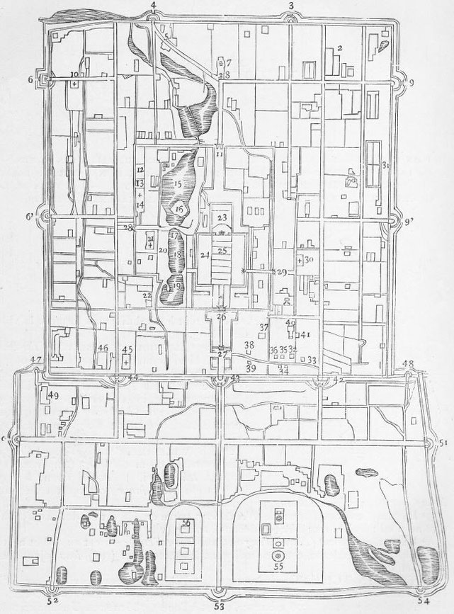 Plan de Péking. Alphonse FAVIER (1837-1905) : Péking. Description. — Desclée de Brouwer, Paris, Lille, 1902, pages 271-408.